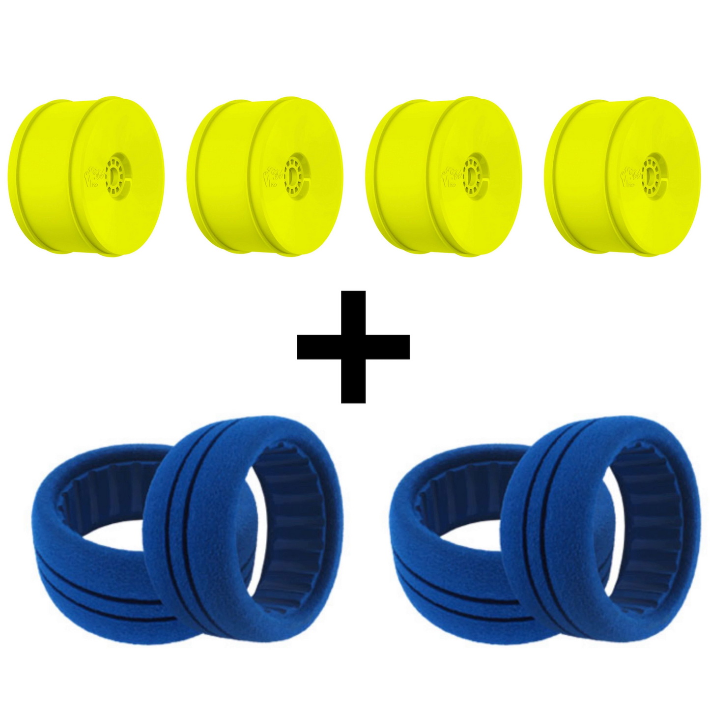 SET 4 WHEELS YELLOW + 4 INSERTS ( TRUGGY )
