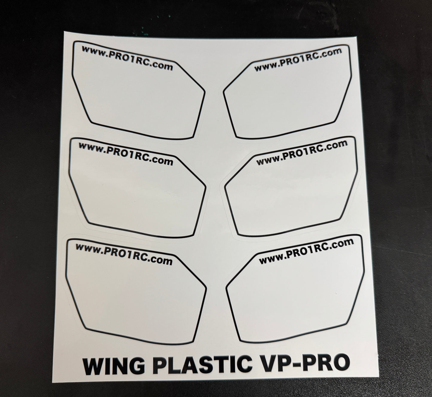 WHITE Custom Sheet wing VP-PRO Plastic ( PRO1RC PRE-CUT  ) For 3 wing